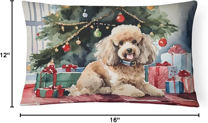Caroline's Treasures DAC2726PW1216 Poodle Cozy Christmas Throw Pillow Machine Washable, Indoor Outdoor Decorative Pillow for Couch, Bed or Patio, 12HX16W