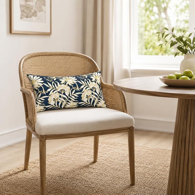 Pack of 2 Patio Lumbar Pillows 12"x20" | Fade Resistant Outdoor Waterproof Lumbar Pillow with Inners Decorative Garden Lumbar Cushions for Home Patio Terrace Sofa