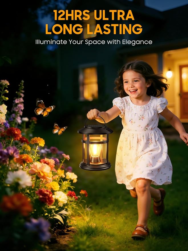 Solar Lantern Outdoor Waterproof, 6 Pack Bright Hanging Solar Lights for Outside Decorative, Upgraded Solar Powered Lanterns LED Lighting for Garden Patio Porch Decor Gifts