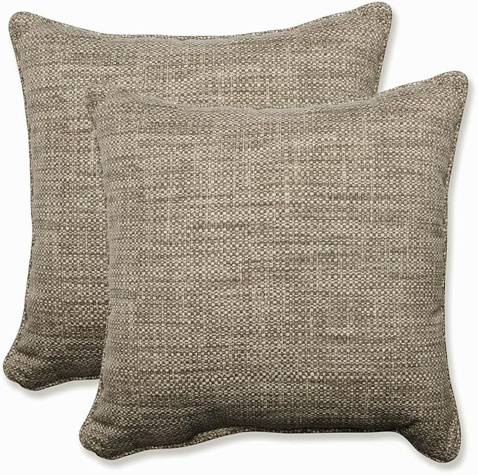 Pillow Perfect Remi Solid Indoor/Outdoor Throw Pillow Plush Fill, Weather and Fade Resistant, Throw - 18.5" x 18.5", Grey, 2 Count