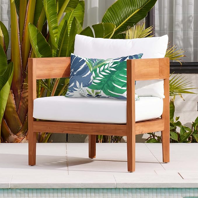 DYTXIII Pack of 2 Waterproof Outdoor Lumbar Pillow with Inserts, 12x20 in Rectangle Decorative Patio Throw Pillow for Home, Sofa,Bench and Patio Furniture, Islamorada Blue Green