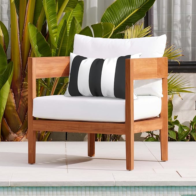 DYTXIII Pack of 2 Waterproof Outdoor Lumbar Pillow with Inserts, 12x20 in Rectangle Decorative Patio Throw Pillow for Home, Sofa,Bench and Patio Furniture, Cabana Black