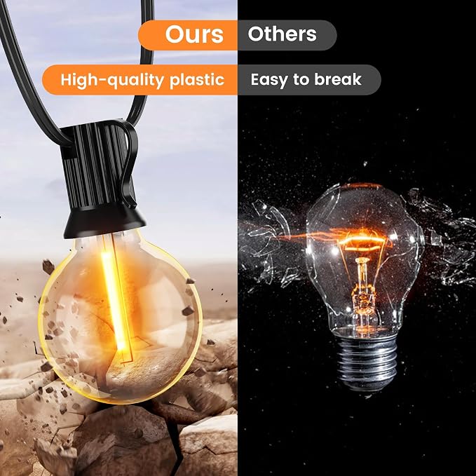 OHLUX 60FT Solar Globe String Lights Outdoor, Shatterproof Solar Patio Lights with Remote, 27 Dimmable LED Filament G40 Bulbs, 2200K Soft Warm White Edison Hanging Light for Outside Backyard Deck