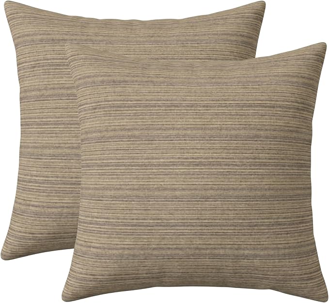 RSH DECOR: Sunbrella Square Throw Pillows Set of 2 | 17" x 17" | Water and Fade-Resistant Performance Fabric | Outdoor Pillow Covers with Down-Alternative Inserts | Made in USA (Current Slate)