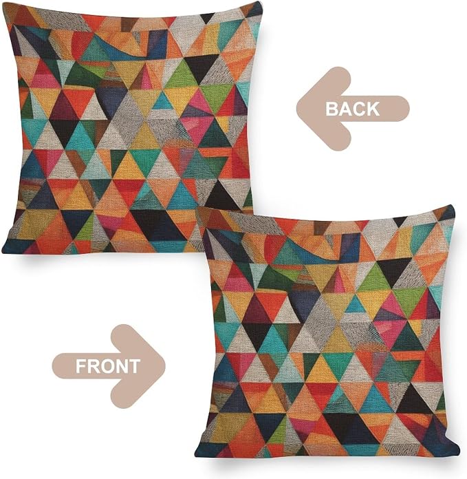 Sofa Pillows Colorful Fun Aesthetic Mid Century Modern Gomestry Pillowcases 18"x18" Vintage Geometric Square Pillow Cover Home Decoration for Sofa Couch Living Bed Room Gfit for Teacher