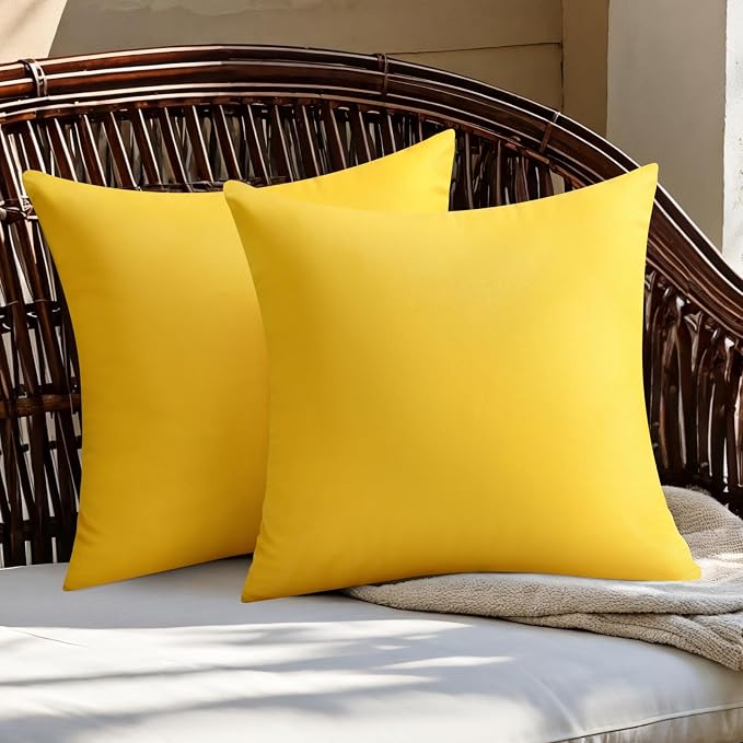 Premillow Outdoor Pillow Covers, Waterproof Pillow Covers, 20x20, Set of 2 | Decorative Waterproof Pillow Covers, Solid Linen Pillowcase,Summer Farmhouse Cushion Case for Patio Garden Balcony Couch Sofa