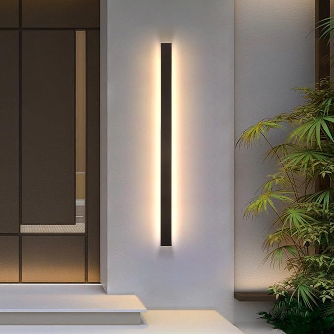 AioTio Modern Outdoor Wall Light, 47inch Exterior Lighting Fixture Wall Mount,Black IP65 Waterproof Porch Lights Wall Sconce,3000K Long LED Linear Outside Lighting for Garage, House,Front Door