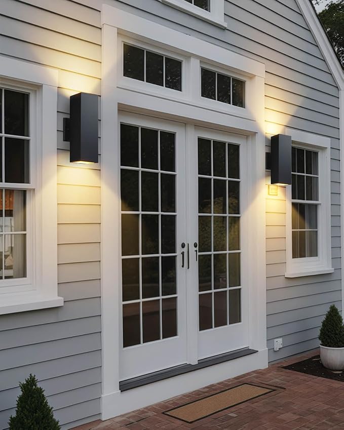 SHIMR 14" Outdoor Wall Lights Dusk to Dawn 2 Pack, ETL Listed | Outdoor Light Fixture Wall Mount, Aluminum Anti-Rust Matte Black Outside Lights for Porch Garage Patio, LED Bulbs Include