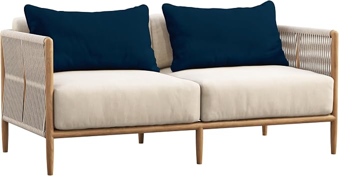 Indoor/Outdoor Polyester Fabric Lumbar Pillow Cover, All-Weather Waterproof Rectangular Cushion Case for Patio Furniture, 12 x 20 Set of 2 - Blue