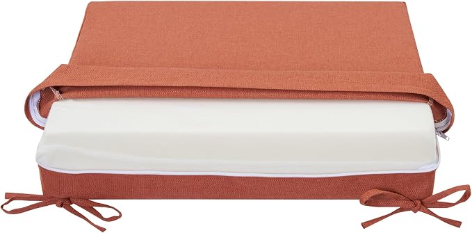 Magpie Fabrics Indoor Outdoor Cushion Cover Replacement 2 Pack, NO Insert! Water Repellent Slipcover with Ties Decor for Patio Garden Chair Sofa Bench Wicker(Coral, 20x18x4 Inch)