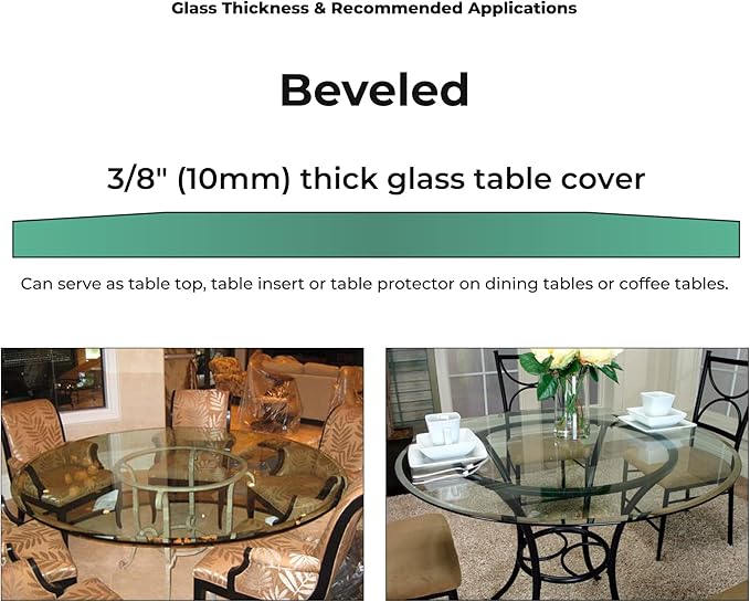 30" Inch Round Glass Table Top 3/8" Thick Tempered Beveled Edge by Fab Glass and Mirror