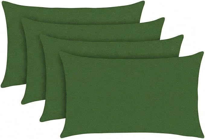 RSH DECOR: Designer Select Outdura 26" x 16" Lumbar Throw Pillows Set of 4 | Water and Fade-Resistant Performance Fabric | Indoor Outdoor Accent Pillows | Made in USA (Clover Green)