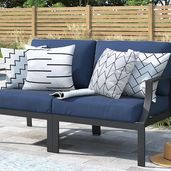 Adabana Set of 4 Outdoor Waterproof Pillow Covers 18x18 White | Modern Geometric Throw Pillows Cover Decorative Boho Pillow Covers for Patio, Garden, Porch