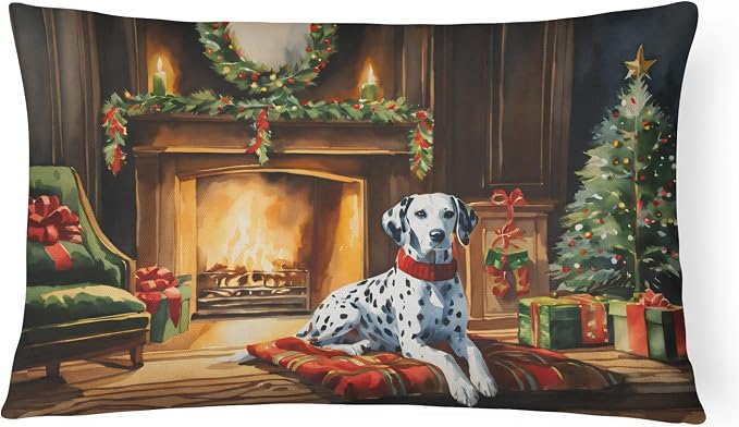 Caroline's Treasures DAC2645PW1216 Dalmatian Cozy Christmas Throw Pillow Machine Washable, Indoor Outdoor Decorative Pillow for Couch, Bed or Patio, 12HX16W