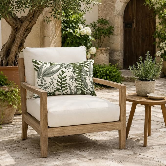 Outdoor Patio Lumbar Pillows, Pack of 2, 12"x20" | Fade Resistant Outdoor Waterproof Lumbar Pillow with Inners Decorative Garden Lumbar Cushions for Home Patio Terrace Sofa
