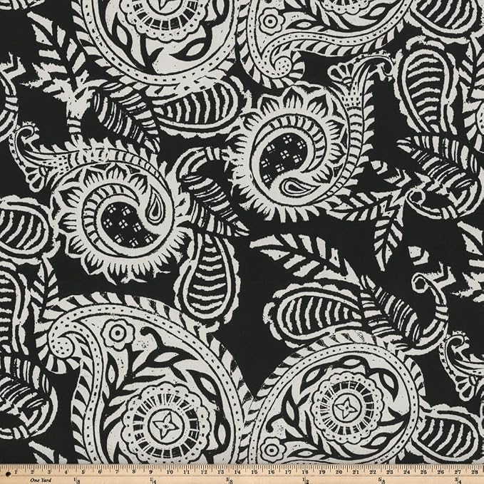 Pillow Perfect Paisley Indoor/Outdoor Accent Throw Pillow, Plush Fill, Weather, and Fade Resistant, Throw - 16.5" x 16.5", Black/Ivory Addie, 2 Count