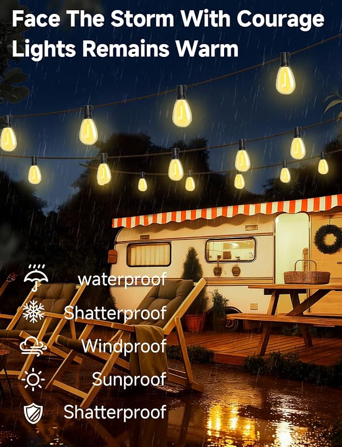 Likesky 100FT LED Outdoor String Lighats with Remote Waterproof Patio Lights with Shatterproof S11 Bulbs, Dimmable Outside Hanging Light Connectable for Porch Backyard Yard Garden Decor 2700K