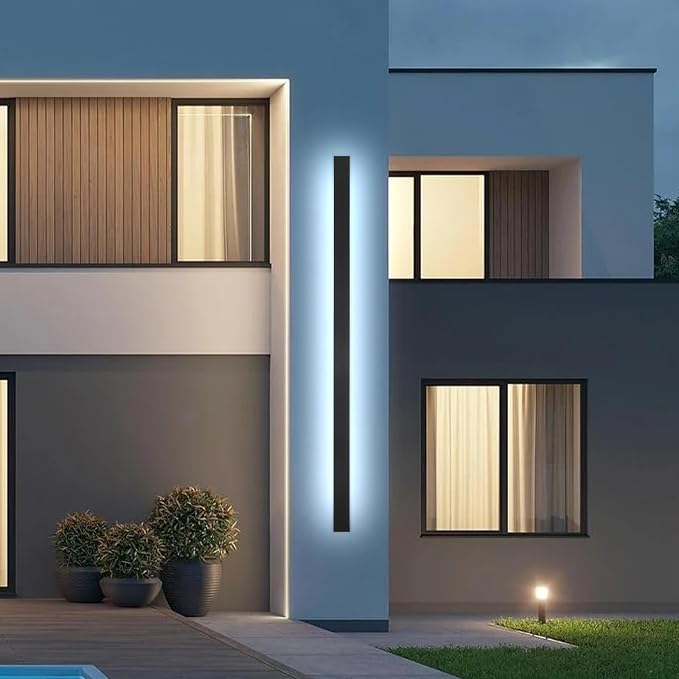 AioTio Porch Wall Lights,70.8inch Dimmable Long Strip Modern Exterior Light Fixtures Wall Mount,Black Linear Outdoor Wall Light Fixture IP65 Waterproof,Outside Lighting for House,Corridor