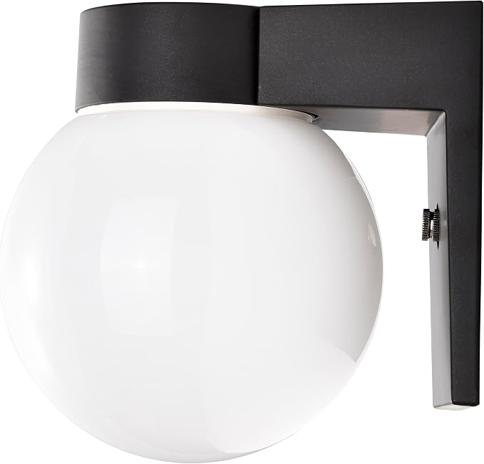 Nuvo Lighting SF77/137 Utility Fixture Die Cast Aluminum Durable Outdoor Wall Mount Porch and Patio Light with White Glass Cylinder, Black