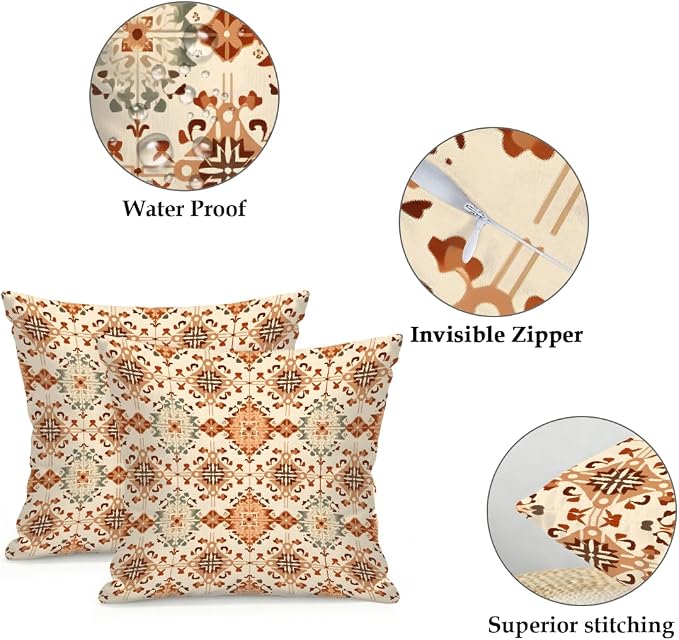 22x22 Inch Outdoor Pillow Covers Set of 2 Waterproof Throw Pillow Covers Decorative Couch Cushion Covers Floral Pattern Square Pillowcases Protectors for Patio Garden Sofa