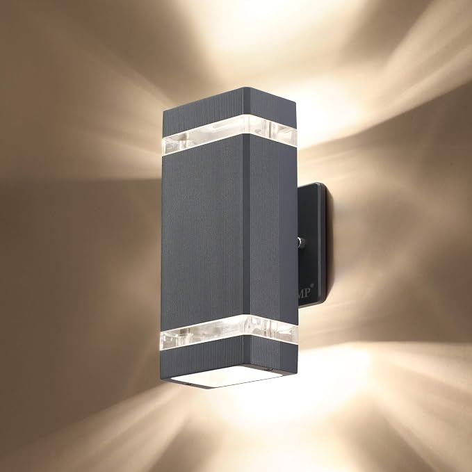 LMP LED Outdoor Wall Light, Aluminum IP65 Waterproof Porch Lights | Up and Down,3000K 5W G10 Bulbs Included,ETL Certified,Outside Wall Exterior Lighting Fixtures for House, Front Door, Garage