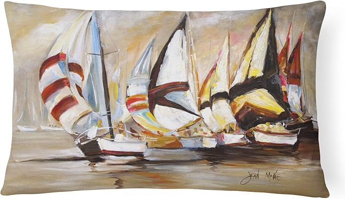 Caroline's Treasures JMK1136PW1216 Boat Binge Sailboats Canvas Fabric Decorative Pillow Machine Washable, Indoor Outdoor Decorative Pillow for Couch, Bed or Patio, 12HX16W