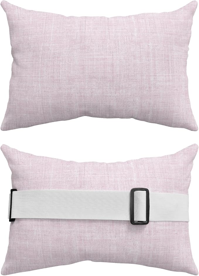 Outdoor Lumbar Pillow Set of 2, Light Pink Waterproof Beach Headrest Pillow with Inserts, Farmhouse Vintage Pink Solid Color Modern Recliner Throw Pillows for Patio Furniture, 11 x 16