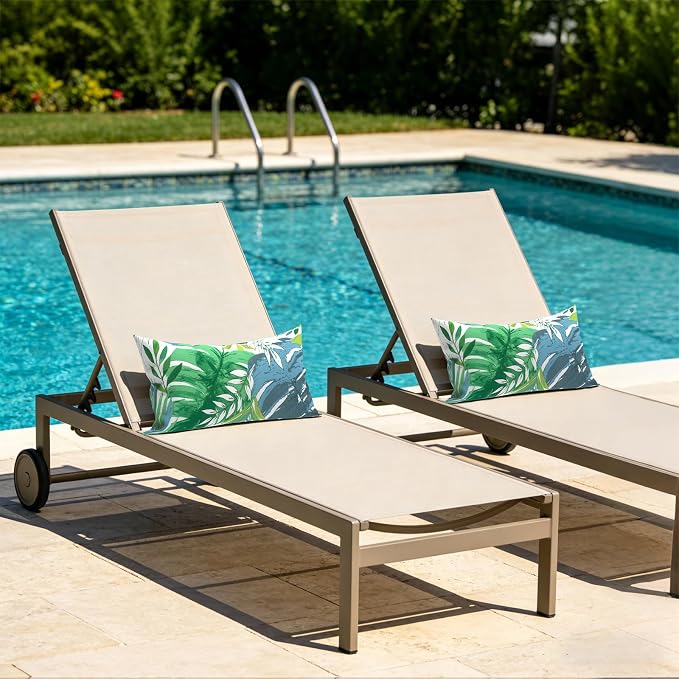 Pack of 2 Outdoor Lumbar Pillow Covers, All Weather Cushion Pillow Cases 12x20 Inch, Pillowcase for Patio Couch Decoration, Islamorada Blue Green