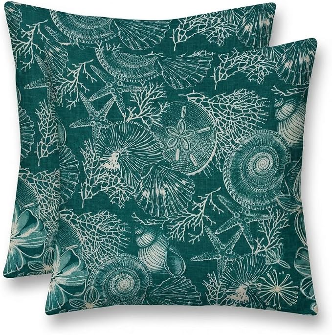 RSH DECOR Square Throw Pillows Set of 2, 20" x 20", All-Weather Pillows, Saltwater Atlantic, Made in USA