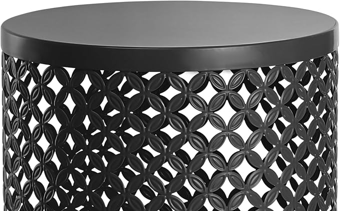 Set of 3 Nesting Side Table, 3Pcs Patio Side Table Iron Side Table Outdoor/Indoor Accent Table with 3 Sizes, Round Metal End Table for Gardens, Balconies, Bedrooms-Black