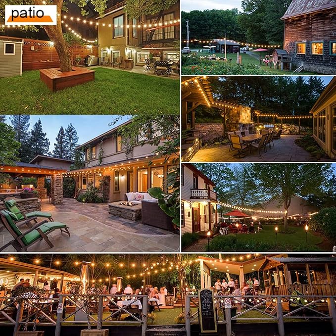 Outdoor String Lights Waterproof 150FT Patio Lighting for Porch Backyard | Connectable Heavy Duty Outside Lights Weatherproof IP65, 46+4 Dimmable Plastic Edison Bulb For Bistro Garden Balcony Gazebo