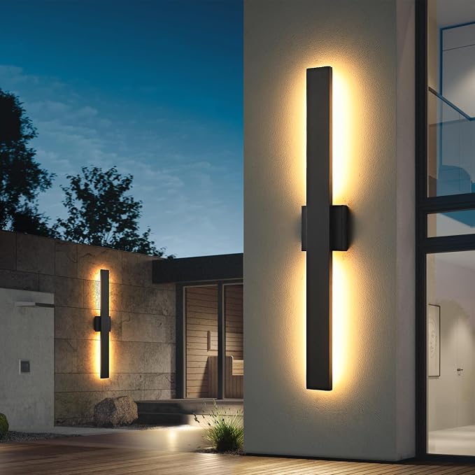 Black Long Outdoor Wall Lights Modern Exterior Lighting Fixtures 31.5 Inch Outdoor Wall Sconce LED 3000K IP65 Waterproof Wall Mount Outside Lights for House Garage Front Door Patio 1Pack