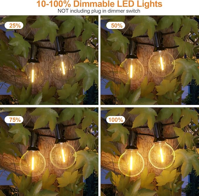GPATIO Outdoor String Lights - 30FT Waterproof Patio Lights with 15+1 Dimmable Globe Bulbs 2700k Shatterproof for Backyard Gazebo Porch Garden