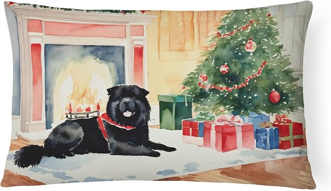 Caroline's Treasures DAC2633PW1216 Chow Chow Cozy Christmas Throw Pillow Machine Washable, Indoor Outdoor Decorative Pillow for Couch, Bed or Patio, 12HX16W