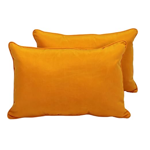 Factory Direct Partners Presidio 16" x 24" Lumbar Decorative Throw Pillow Set with Piping for Indoor/Outdoor Furniture UV, Fade, Weather-Resistant Olefin Fabric (2-Pack) - Marigold, 13813-117