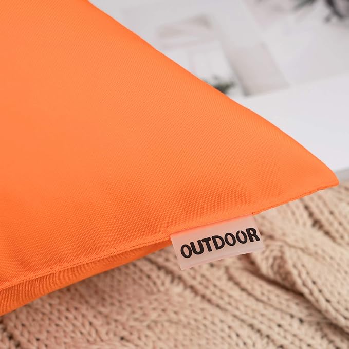 MIULEE Decorative Outdoor Waterproof Pillow Covers 18x18 Orange | Decorative Patio Furniture,Pack of 2,Accent Square Soild Throw Pillow Covers,Summer Garden Tent Couch Sofa