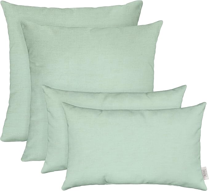 RSH DECOR: Sunbrella Lumbar & Square Pillows Set of 4 | 20" x 12" & 17" x 17" | Water and Fade-Resistant Performance Fabric | Outdoor Throw Pillows for Patio Furniture | Canvas Spa