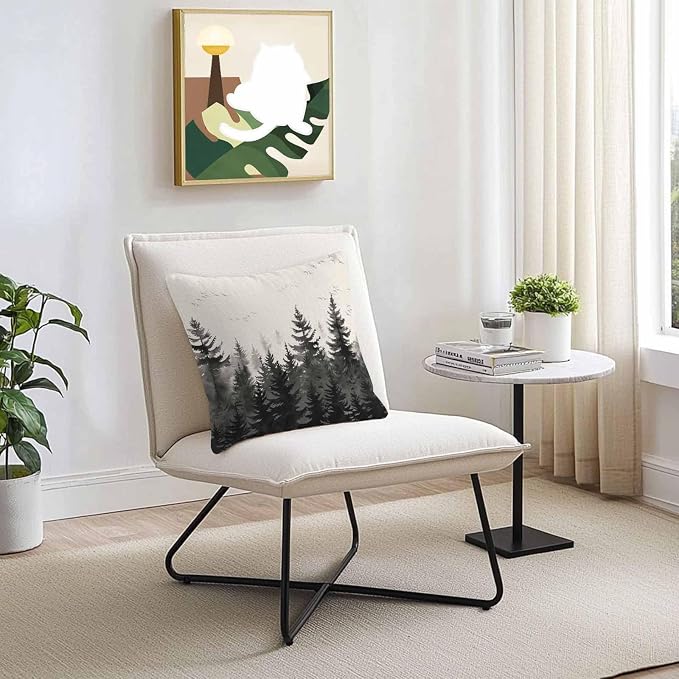 Vandarllin Outdoor Throw Pillows Covers 26x26 inch Set of 2 Waterproof Black Forest Decorative Zippered Cushion Covers for Patio Furniture, Tree Bird Nature Landscape Linen Lumbar Pillowcases