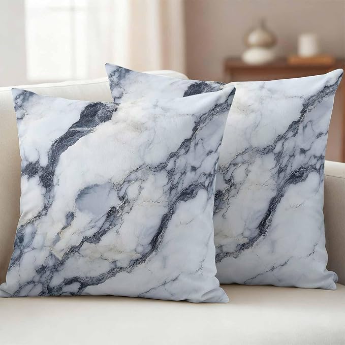 Abstract Marble Outdoor Pillow Covers 16x16 Inch Throw Pillow Covers Set of 2 Waterproof Decorative Pillow Cases Modern Ink Painted Aesthetics Luxury Cushion Covers for Patio Furniture Garden Couch