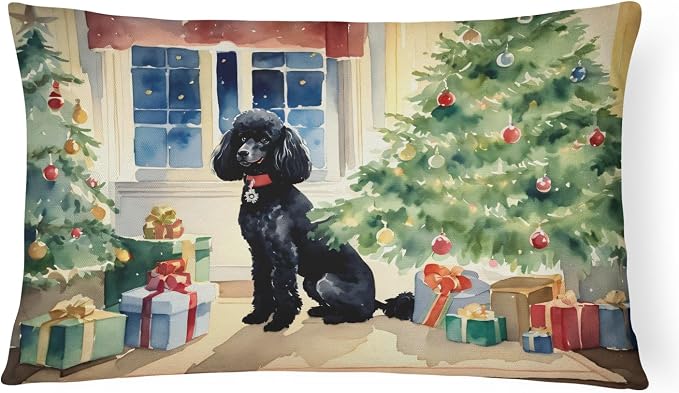 Caroline's Treasures DAC2724PW1216 Poodle Cozy Christmas Throw Pillow Machine Washable, Indoor Outdoor Decorative Pillow for Couch, Bed or Patio, 12HX16W