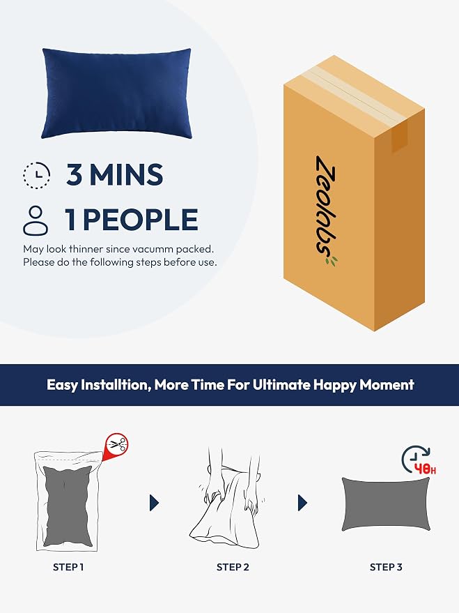 Indoor Outdoor Lumbar Pillows,Waterproof Outdoor Pillows Set of 4 for Patio Furniture,12×20 Inch, Navy Blue
