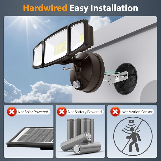 Onforu 80W LED Dusk to Dawn Flood Lights, 8000LM Brown Exterior Security Outdoor Lighting,IP65 Waterproof Outdoor 3 Adjustable Heads Photocell Light Fixture,6500K Floodlight for Garage,Patio,Yard