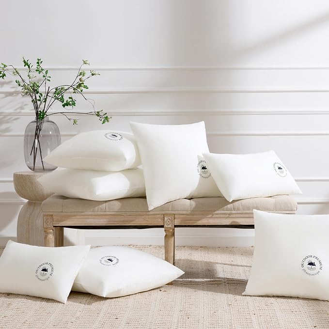 Phantoscope 12x20 Outdoor Pillow Inserts, Waterproof Lumbar Pillows 2-Pack | Water Resistant Outdoor Throw Pillow Inserts, Hypoallergenic Decorative Pillow Stuffers for Patio, Porch, Garden, Logo Design