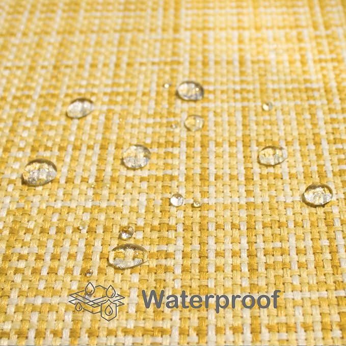 Kevin Textile Outdoor Waterproof 26x26 Inch Pillow Covers 2 Pack, Yellow | Water Resistant, Faux Linen Yarn-dyed, Woven Texture Euro Throw Pillow Covers for Tent Patio Garden Couch Sofa