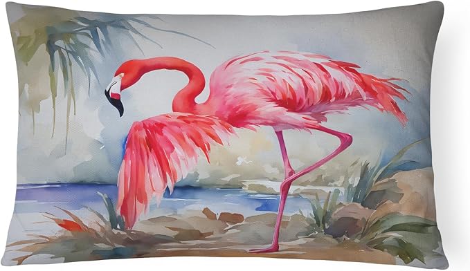 Caroline's Treasures DAC2864PW1216 Flamingo Throw Pillow Machine Washable, Indoor Outdoor Decorative Pillow for Couch, Bed or Patio, 12HX16W