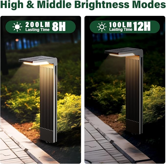 COXSENI Solar Pathway Lights Outdoor Warm/Cool White, 4Pack | 60LED, L Shape, IP65 Waterproof, Solar Powered Landscape Lights Outside for Path Driveway Lawn Patio Garden Yard