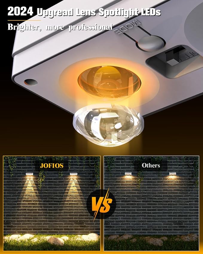 JOFIOS Solar Fence Lights 12 Pack, 50 Lumens Outdoor Fence Solar Lights with 12 Modes RGB Color Glow LED Solar Lights Outdoor Waterproof for Patio, Backyard, Deck, Fence, Railing.（White Shell）