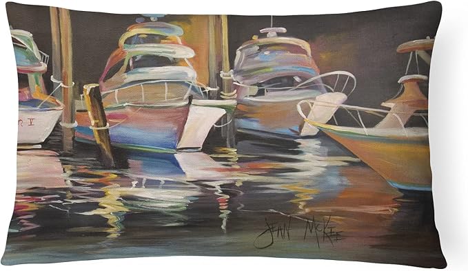 Caroline's Treasures JMK1076PW1216 Sea Chase Deep Sea Fishing Boats Canvas Fabric Decorative Pillow Machine Washable, Indoor Outdoor Decorative Pillow for Couch, Bed or Patio, 12HX16W