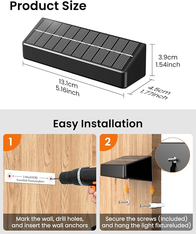 JOFIOS Fence Lights Solar Powered, 9 Fixed Colors ＆ Color Changing Solar Wall Lights Outdoor Waterproof IP65 Dusk-to-Dawn LED Deck Lighting for Patio, Railing, Pool, Porch, Backyard, Wall, 8 Pack