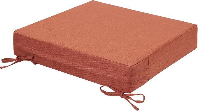 Magpie Fabrics Indoor Outdoor Cushion Cover Replacement 2 Pack, NO Insert! Water Repellent Slipcover with Ties Decor for Patio Garden Chair Sofa Bench Wicker(Coral, 24x24x4 Inch)